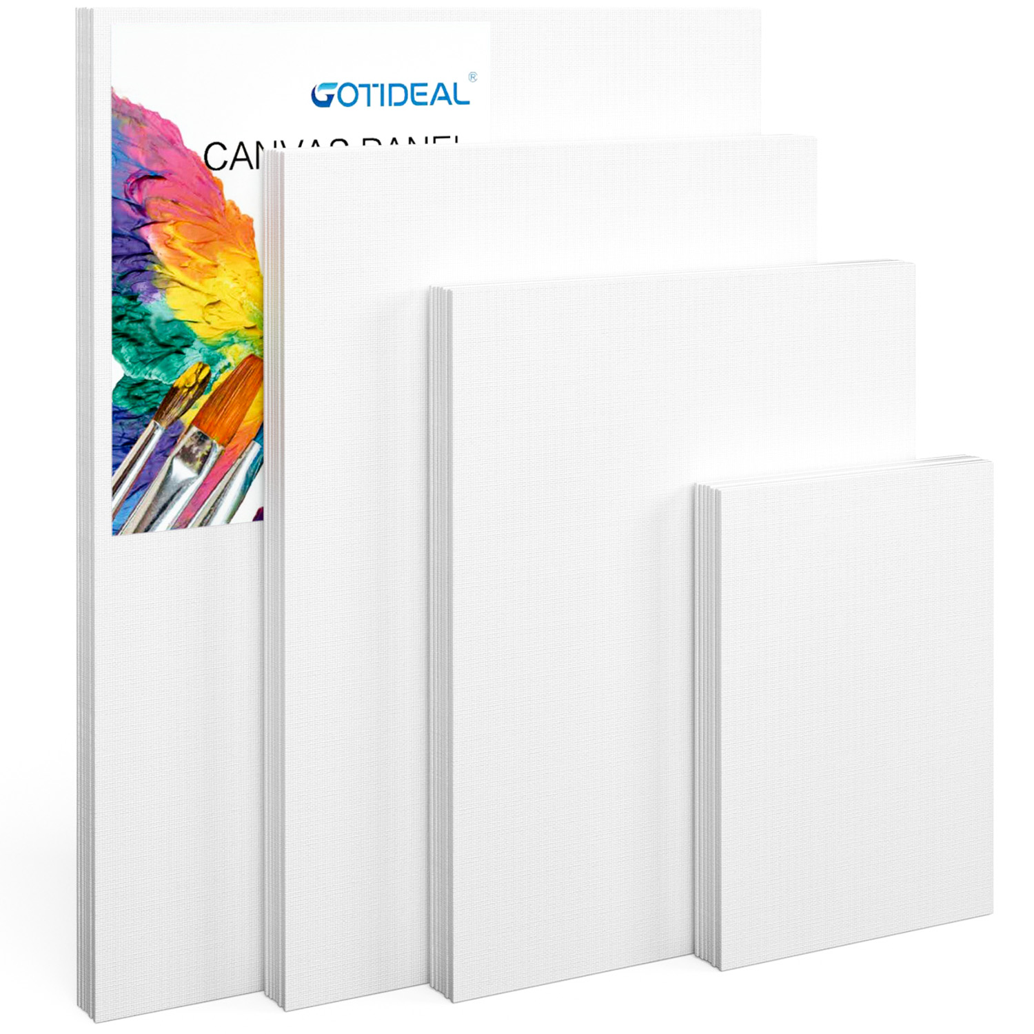 Painting Canvas Panels Multi Pack 9 of Each ,Set of 36,100% Cotton Artist Canvas Boards for Painting,Primed White Canvas,for Acrylic,Oil Paint,Wet or Dry Art Media 5x7,8x10,9x12,11x14 