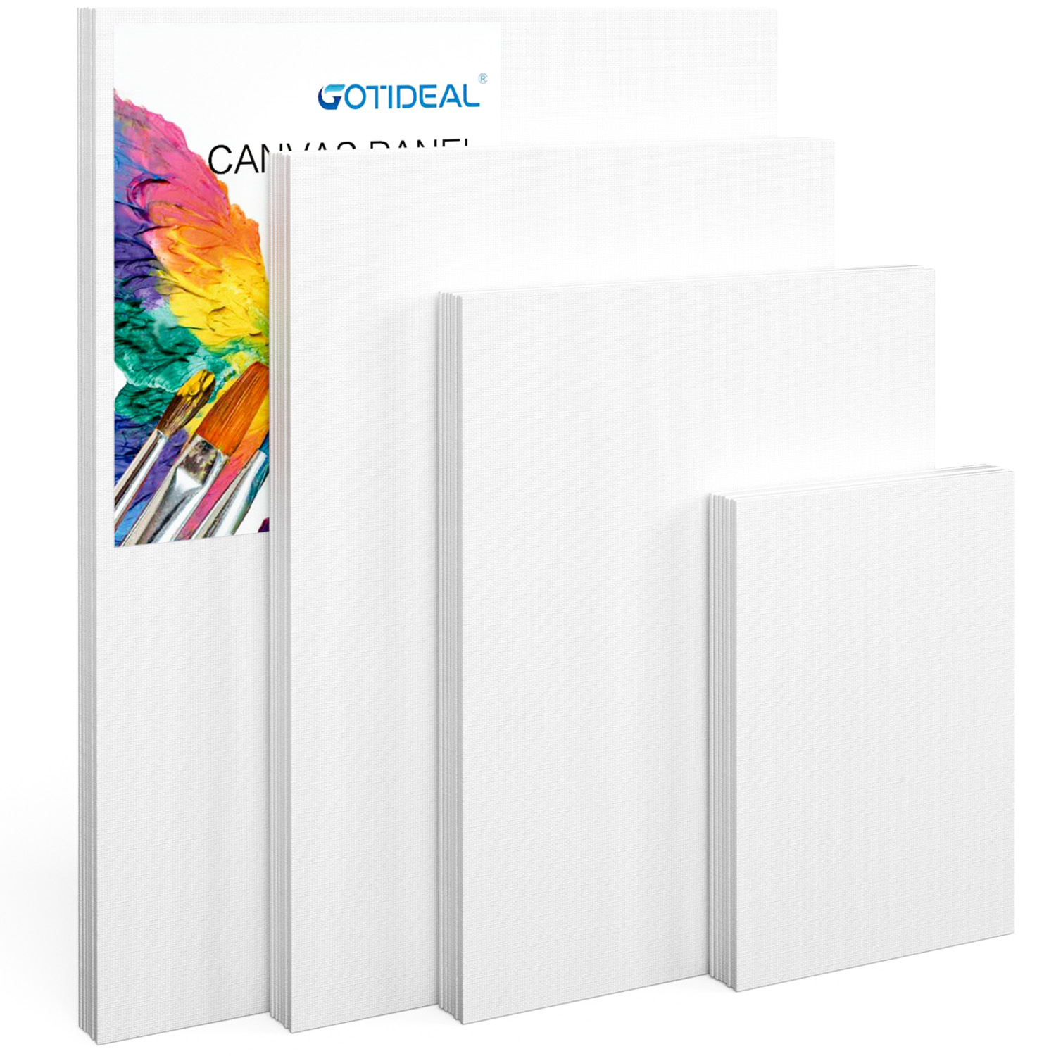 GOTIDEAL Canvas Panels Multi Pack, 5x7", 8x10", 9x12", 11x14" Set of 28,Professional Primed White Blank- 100% Cotton Artist Canvas Boards for Painting, Acrylic Paint, Oil Paint Dry & Wet Art Media