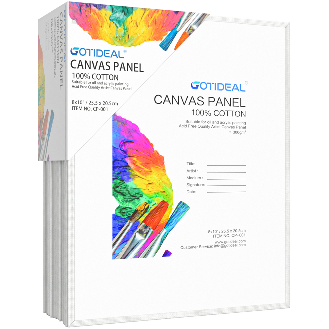 GOTIDEAL Canvas Panels 24 Pack - 8 x 10 inch Professional White Blank- 100% Cotton Artist Canvas Boards for Painting, Acrylic Paint, Oil Paint & Wet Art Media, Canvases for Hobby Painters & Beginner