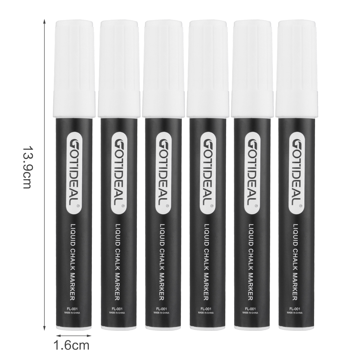 GOTIDEAL Liquid Chalk Markers, 6 Pack White Chalk Pens for Windows, Chalkboard Signs, Blackboard, Glass Painting, Dry & Wet Erase - 6mm Reversible Medium Tip-24 Free Chalkboard Labels